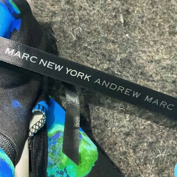 Elegant Black Midi Dress with Blue and Green Patterns - Picture 4 of 4